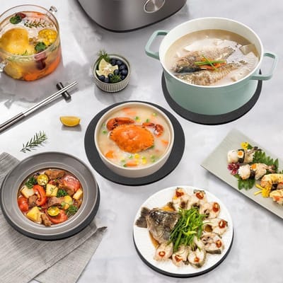 Set van 6 grote ronde vilt onderzetters van 20 cm, hittebestendig en antislip, perfect voor glazen, kopjes en borden