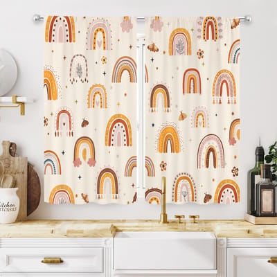 Kinderkamer Safari Dieren Gordijnen Baby Jongen Kinderen Bosland Jungle Bos Leeuw Bedrukte Gordijnen voor Woonkamer Slaapkamer Raam Gordijnen W60H60(CM)x2PCS&HOOK