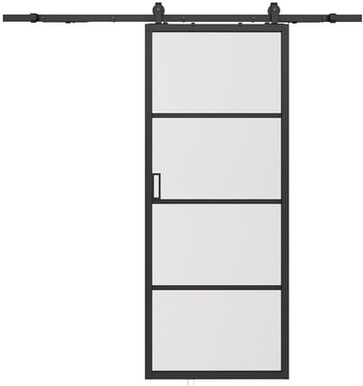 Vente-unique Schuifdeur met wandbevestiging - aluminium en transparant gehard glas - H205 x L73 cm - SINCA II