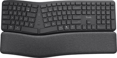 Trust Keyra - Ergonomisch Draadloos Toetsenbord - Split Lay-out - Stille Toetsen - Full-size Numpad - Qwerty US - Zwart