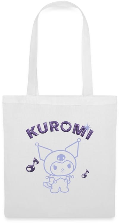 Kuromi Omtrekontwerp Met Paarse Chrome Letters Tas Van Stof Schoudertas