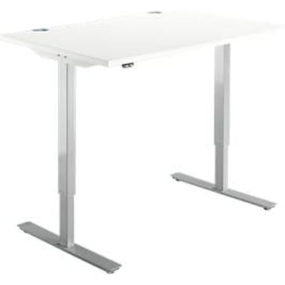 Schäfer Shop  Select Bureautafel START UP, eentraps elektr. in hoogte verstelbaar, B 1200 mm, wit/blank aluminium