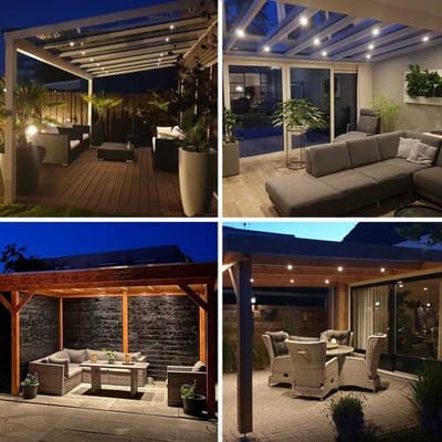 HOFTRONIC Set van 12 12V 3W - Mini LED Inbouwspot - Zwart - Dimbaar - Verzonken - Verandaverlichting - IP65 voor buiten - 2700K - Warm wit