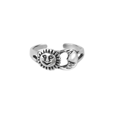 Zilveren teenring - zon en maan - 925 zilver - hypoallergeen