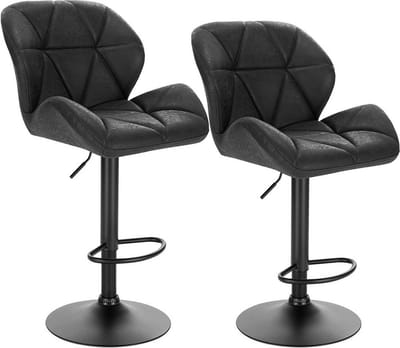 Barkrukken Set 82cm Zwart - Verstelbaar, Kunstleer en Ergonomisch - Voor Eetkamer, Keuken en Woonkamer