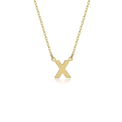 Letter X Initial Gold Plated Ketting Zilver (925 sterling) Trendy Minimalistisch Combi Bedel Goudkleurig Dames Meisje | Cadeau Voor Vrouw