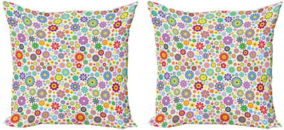 ABAKUHAUS Bloemen Kussenhoes Set – 2x40x40 cm – Dubbelzijdig Druk – Multicolor