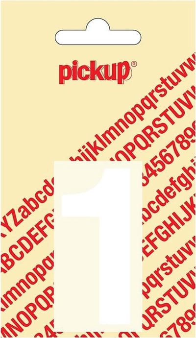 Pickup plakcijfer Helvetica 60 mm - wit 1