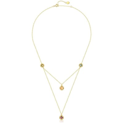 Nieuwe S925 verzilverde 10k gouden dubbele sleutelbeenketting Europese en Amerikaanse vintage kleur Candy Gem-ketting white