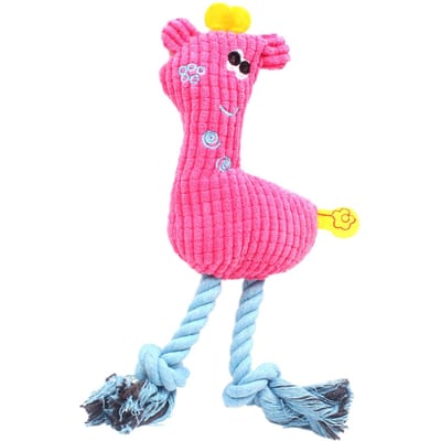 Hond Knuffel Puppy Kauwen Gevlochten Touw Flanel Giraffe Vorm Veilig Schattig voor Huisdier Tandenpoetsen