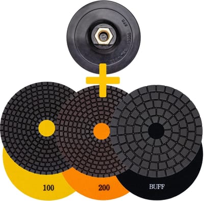 Diamant Slijp Set - Polijst Pads - Natte Steenbewerking - Voor Nat Slijpen - Ø 125 mm