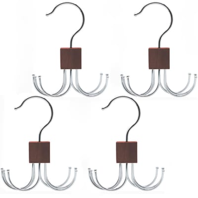 4 stuks riem hanger voor kast, opknoping houder opslag haak voor riem, draaibare riem rek kast accessoires, voor sokken, riem, handschoenen, 6 haken, retro kleur