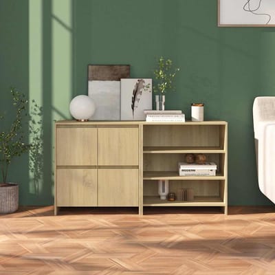 vidaXL - 2 - st - Dressoirs - bewerkt - hout - sonoma - eikenkleurig