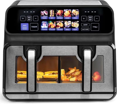Dubbele Heteluchtfriteuse - Airfryer XXL - Gezond Koken - Twee Manden - 10 Liter - Zwart