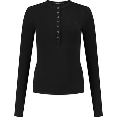 Daily Paper Denise Button Long Sleeve Black Size: XS | Long-Sleeved Tops Outlet | Dames | Zwart