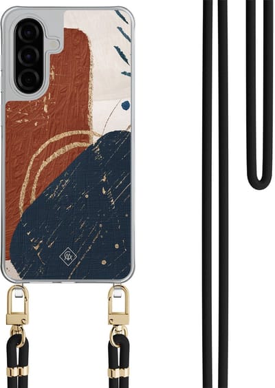 Casimoda® hoesje met zwart koord - Geschikt voor Samsung A56 - Abstract Terracotta - Afneembaar koord - TPU/polycarbonaat - Multi