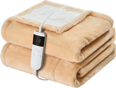 Elektrische Deken - Verwarmde plaid - Ontspannen warmte - Automatische uitschakeling - 130 x 180 cm - Khaki