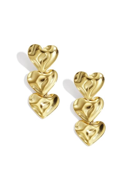 Hartvormige dangle oorbellen voor dames - lichtgewicht 304S-staal - casual en dagelijks - stainless steel (verkleurt niet) - dames oorbellen - gouden oorbellen - cadeau voor dames - moederdag - valentijn - kerst - sinterklaas