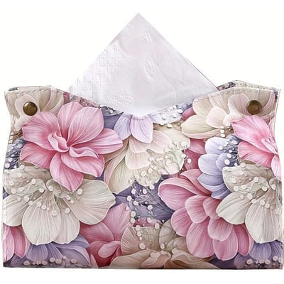 Ensemble de Couvre-boîte à mouchoirs en Faux Cuir de Luxe avec Design Peinture à l'Huile Vintage - Imperméable et Multifonctionnel pour la Maison, Boîte à Serviettes Créative