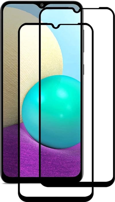 Screenprotector Geschikt voor Samsung Galaxy A02 Screenprotector - Screenprotector Geschikt voor Samsung Galaxy A02 - Galaxy A02 Screenprotector Glas Tempered Glass Full Cover zwart 2 pack