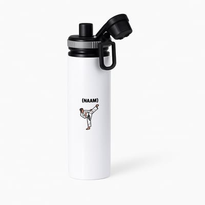 Hacebo® - Karate met eigen naam waterfles met draaidop grijs - Sport - Karateka - Sport - water fles - 850ML
