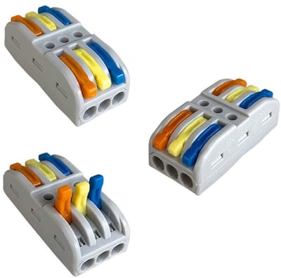 Compacte 3-in-3-uit kabelconnector set, dubbele aansluiting, snelle koppeling, terminalklem, veelzijdig en kleurrijk