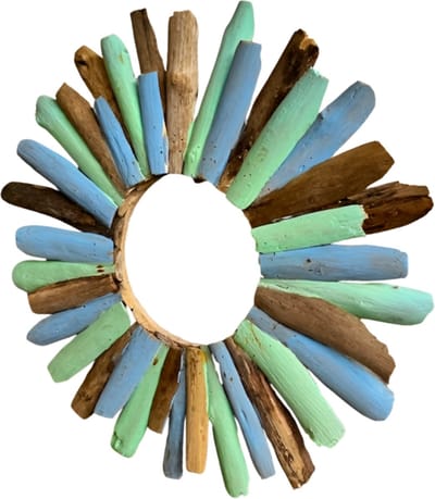 Sun Drift – Wanddecoratie van Hout – Ø45 cm – Natuurlijke Zee-Design