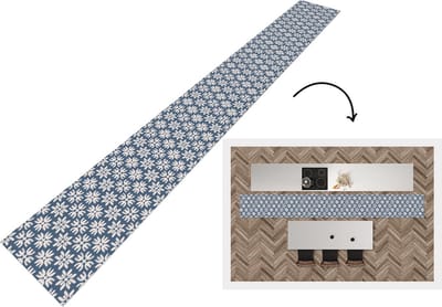 Keukenloper - Keukenmat - Bloemen - Sneeuw - Winter - Design - 400x50 cm - Keuken vloerkleed