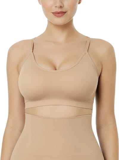 Comfort BH zonder beugel - Maat S - Beige - Met uitneembare bh vulling en Verstelbare bandjes - Extra comfortabele Sport BH - Bamboe bh - BH zonder beugel - Zwangerschaps bh - Beugelloze bh - met push up - Magic bra - met pads