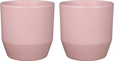 Bela Arte Plantenpot/bloempot Joly - 2x - keramiek - lichtroze - 12 x 11 cm