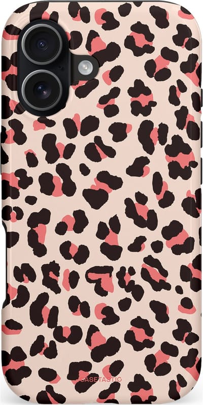 Casetastic hoesje geschikt voor Apple iPhone 17 - MagSafe - Dubbellaagse bescherming - Tropische Panter - Fashion Case - Zand Zwart Koraal