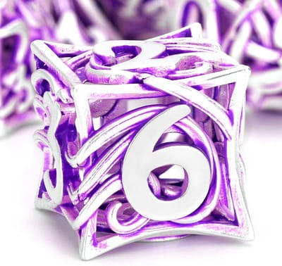 Metalen D&D Dobbelstenen Set van 7 Stuks - Holle Polyedrische Dobbelstenen met Wijnstok Design en Opbergdoos