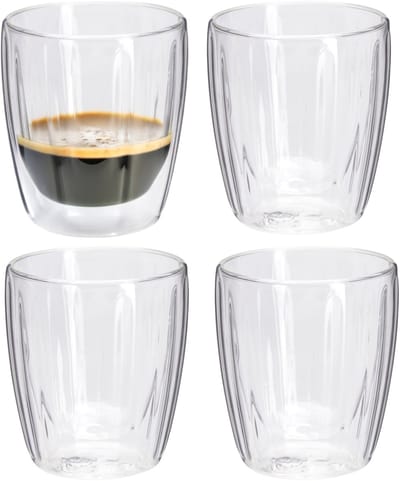 Excellent Houseware dubbelwandige Koffieglazen - 4x - espresso - 100 ml - D7 x H8 cm