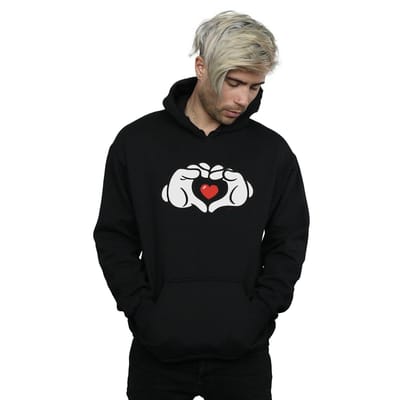 Disney Heren Mickey Mouse Hart Handen Hoodie (Zwart)