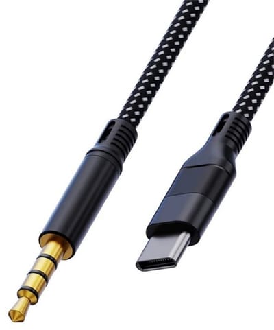 USB-C naar 3.5mm Audio Kabel - 1,2 meter – Gevlochten HiFi AUX Kabel adapter - geschikt voor o.a. Android, Tablet en Laptop - zwart