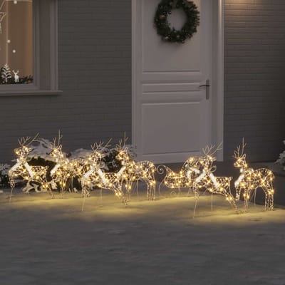 vidaXL LED Rendieren 7 st 40 LED's Goud 44 x 18 x 65,5 cm PET