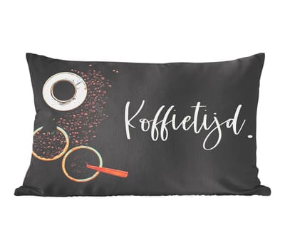 Sierkussens - Kussentjes Woonkamer - 60x40 cm - Koffietijd - Spreuken - Quotes - Koffie - Keuken