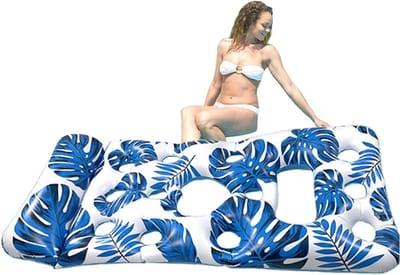 Opblaasbaar Luchtbed - Zwemband Lounge - Ontspannen in water - Ergonomisch met hoofdsteun - Tot 136 kg - Veelkleurig