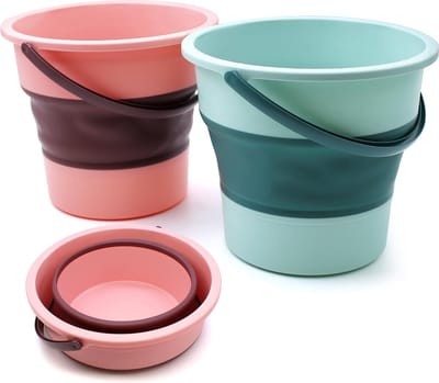 La'Moussawi ® Faltbare Opbergemmer Set voor Diverse Activiteiten - 5 Liter - Groen en Roze