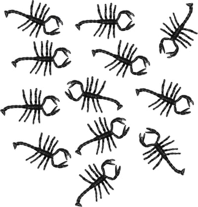 Atosa insecten figuren - Schorpioenen - set 12x stuks - kunststof - 7 cm - zwart - nep/namaak - Halloween beestjes