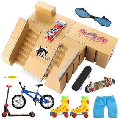 Vingerskateboard rampset - Mini skatepark - Creatief bouwen - Modulair ontwerp - 14 stuks - Multicolor