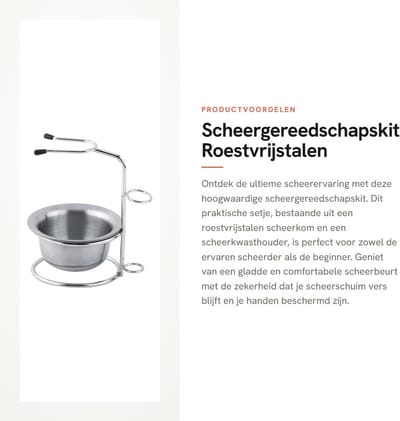 Dailygoods- Scheergereedschapskit Hoogwaardig Roestvrij Staal - Scheerkom - Scheerstandaard - Scheerkwasthouder - Scheerzeep - Handig voor Opbergen - Scheerset