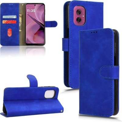 Luxe mat blauw agenda book case hoesje - geschikt voor Motorola Moto G55 5G