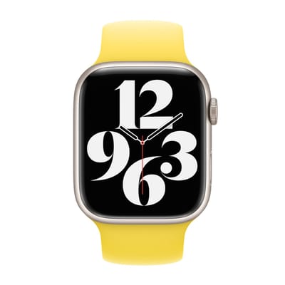 Apple Siliconen solobandje voor de Apple Watch | 44/45/46/49 mm - Maat 10 - Canary Yellow