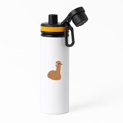 Hacebo® - Lama waterfles met draaidop oranje - Alpaca - Dieren liefhebbers - Dierentuin - kameelachtigen - zoogdieren - water fles - 850ML