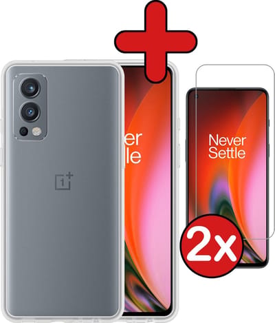 Hoesje - Met 2x Screenprotector - Geschikt voor OnePlus Nord 2 - Sterk & Shockproof - Telefoon Hoes - Back Cover - Siliconen Case - Telefoonhoes - Transparant