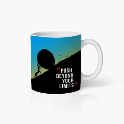 Motivatie Mok 330ml – "Ga Verder dan je Grenzen" Koffiebeker – Inspirerend Cadeau voor Kantoor, Sport & Dagelijkse Motivatie