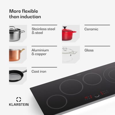 Inductiekookplaat 90 cm, 4 zones, 6500 W met digitale bediening