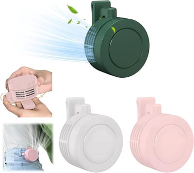 Draagbare ventilator, mini-ventilator met riemclip, 360 graden draaibare clip-ventilator, handsfree persoonlijke ventilator (USB of batterij), 3 snelheden, bladeloze nekventilator, draagbaar voor buiten, wandelen, kamperen en reizen (3 stuks)