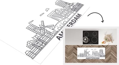 Keukenloper - Loper keuken - Design - Skyline - Amsterdam - 120x50 cm - Keukenloper vinyl